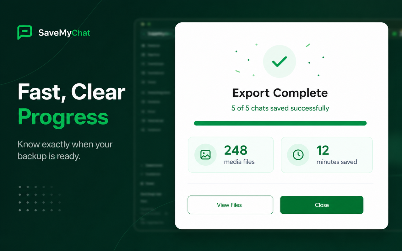 Real-time WhatsApp export progress